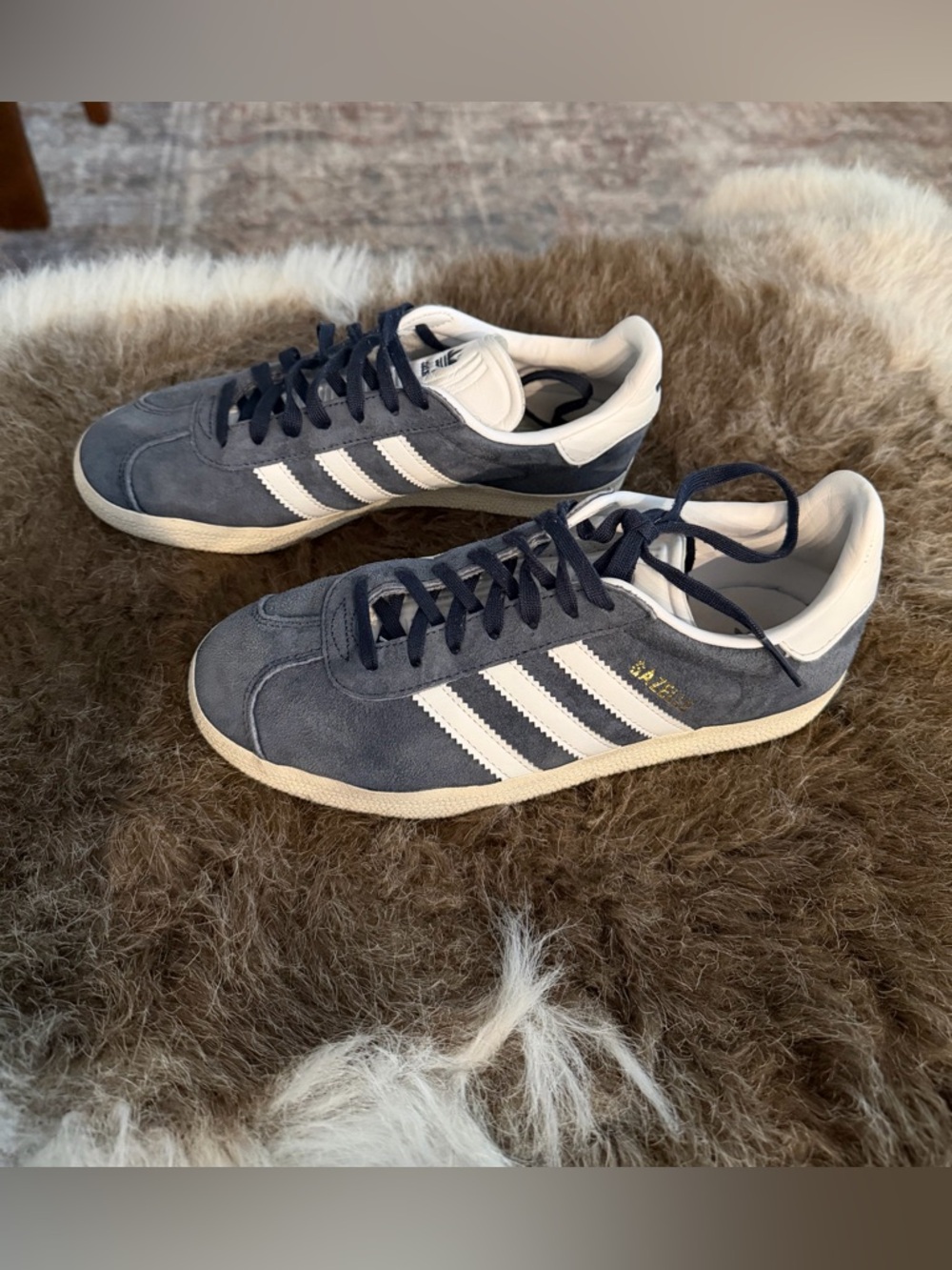 Adidas Gazelle navy/gray suede sneakers. Women’s 6.5